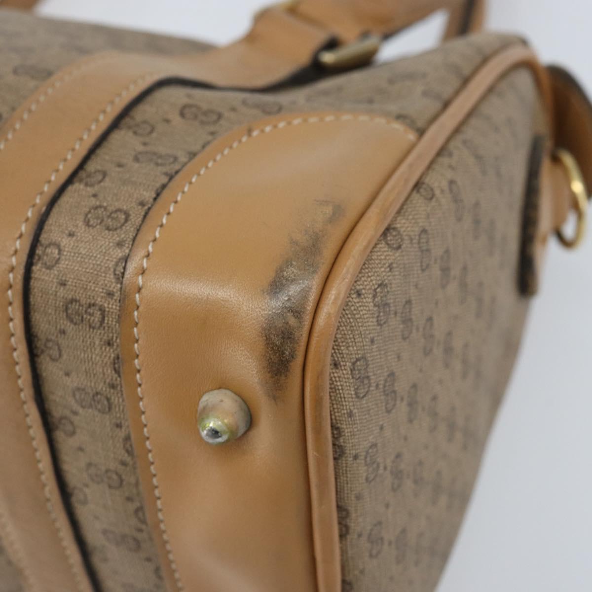 GUCCI Micro GG Supreme Hand Bag PVC Beige Gold Auth BAZ005A