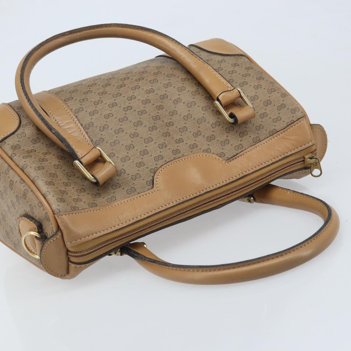 GUCCI Micro GG Supreme Hand Bag PVC Beige Gold Auth BAZ005A