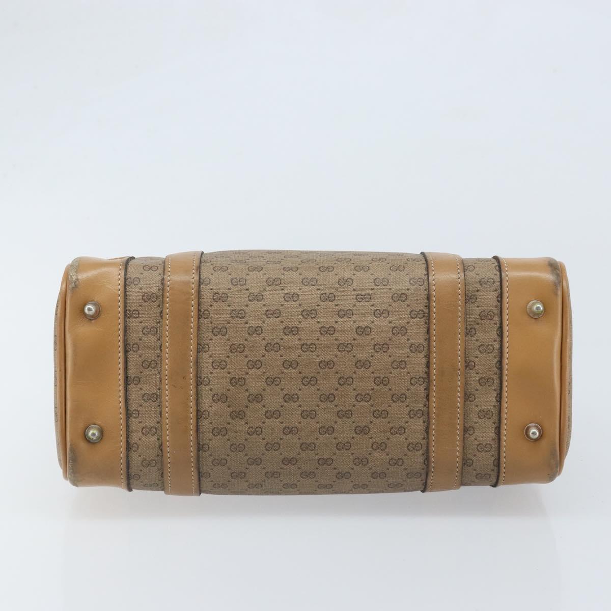 GUCCI Micro GG Supreme Hand Bag PVC Beige Gold Auth BAZ005A