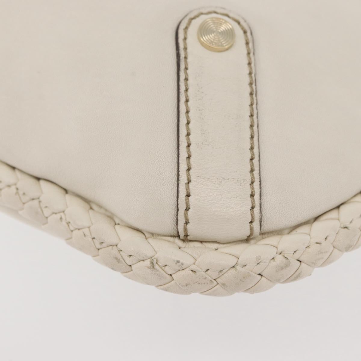 GUCCI Sherry Line Chain Shoulder Bag Leather White Gold 153011 Auth BAZ007A