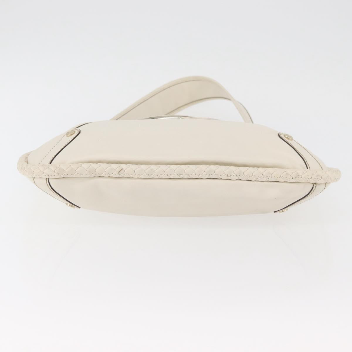 GUCCI Sherry Line Chain Shoulder Bag Leather White Gold 153011 Auth BAZ007A