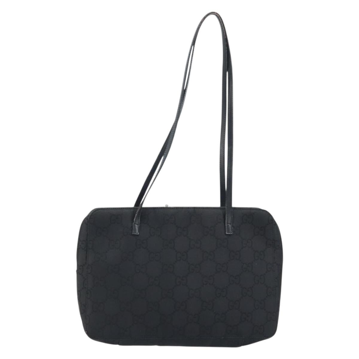 GUCCI GG Canvas Hand Bag Black Silver 000 0815 Auth BAZ008A