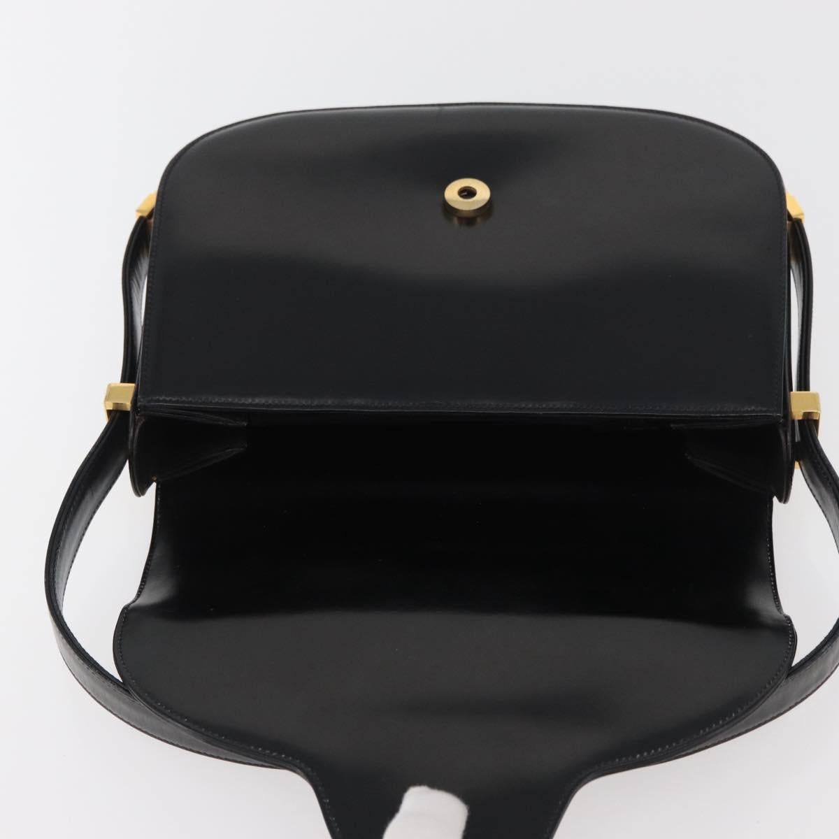 GUCCI Hand Bag Leather Black Gold Auth BAZ009