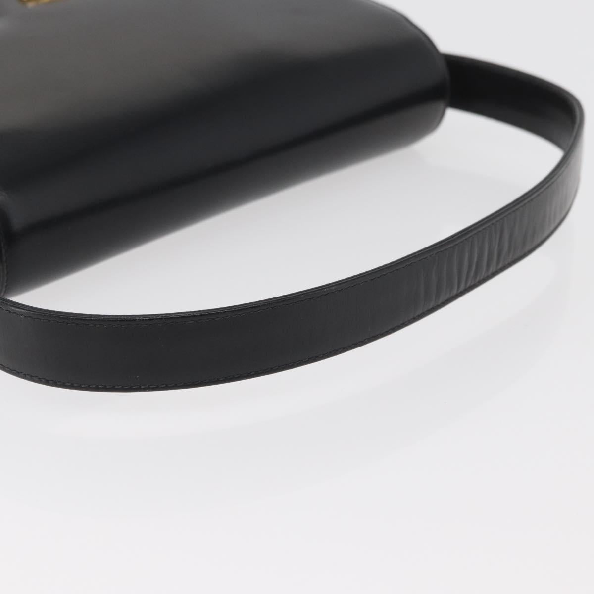 GUCCI Hand Bag Leather Black Gold Auth BAZ009