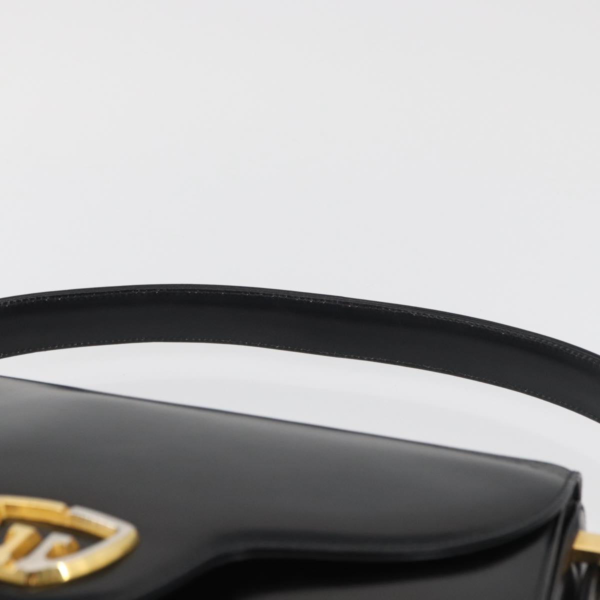 GUCCI Hand Bag Leather Black Gold Auth BAZ009