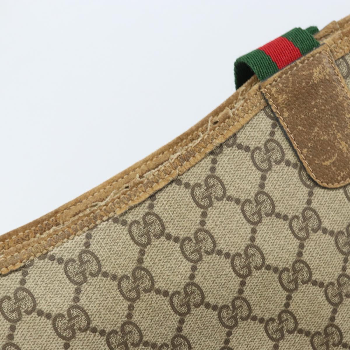 GUCCI GG Supreme Web Sherry Line Tote Bag PVC Beige 39 02 003 Auth BAZ015