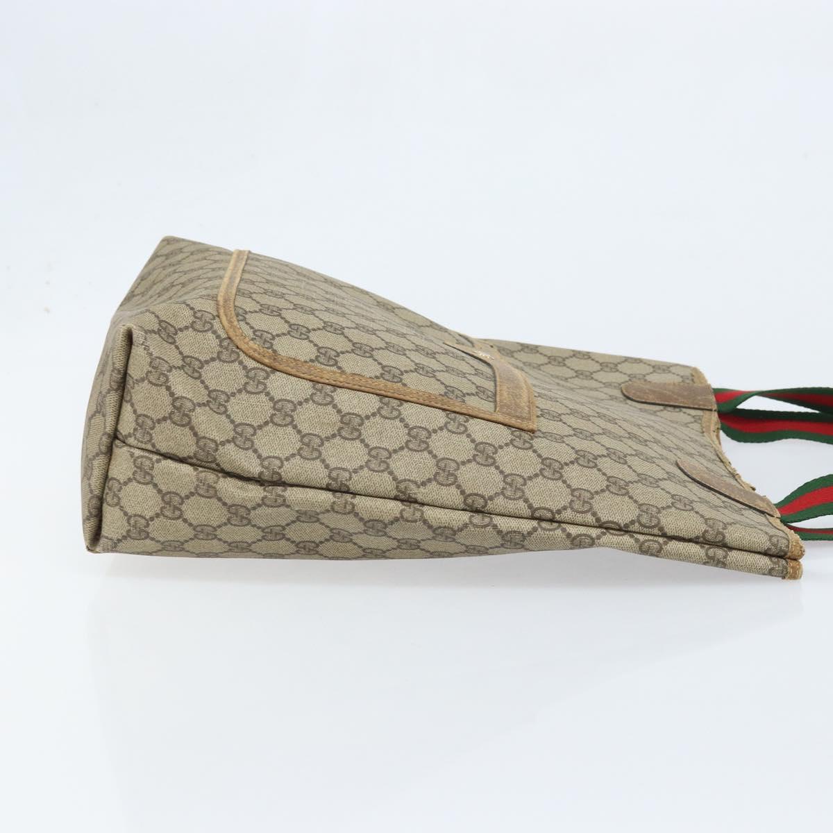 GUCCI GG Supreme Web Sherry Line Tote Bag PVC Beige 39 02 003 Auth BAZ015