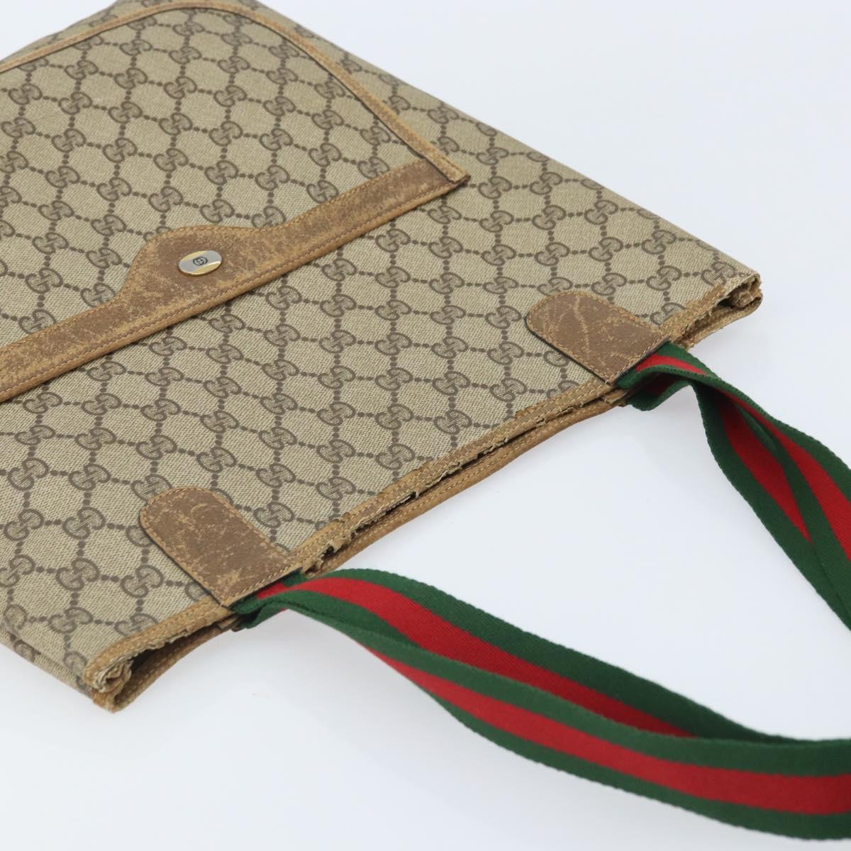 GUCCI GG Supreme Web Sherry Line Tote Bag PVC Beige 39 02 003 Auth BAZ015