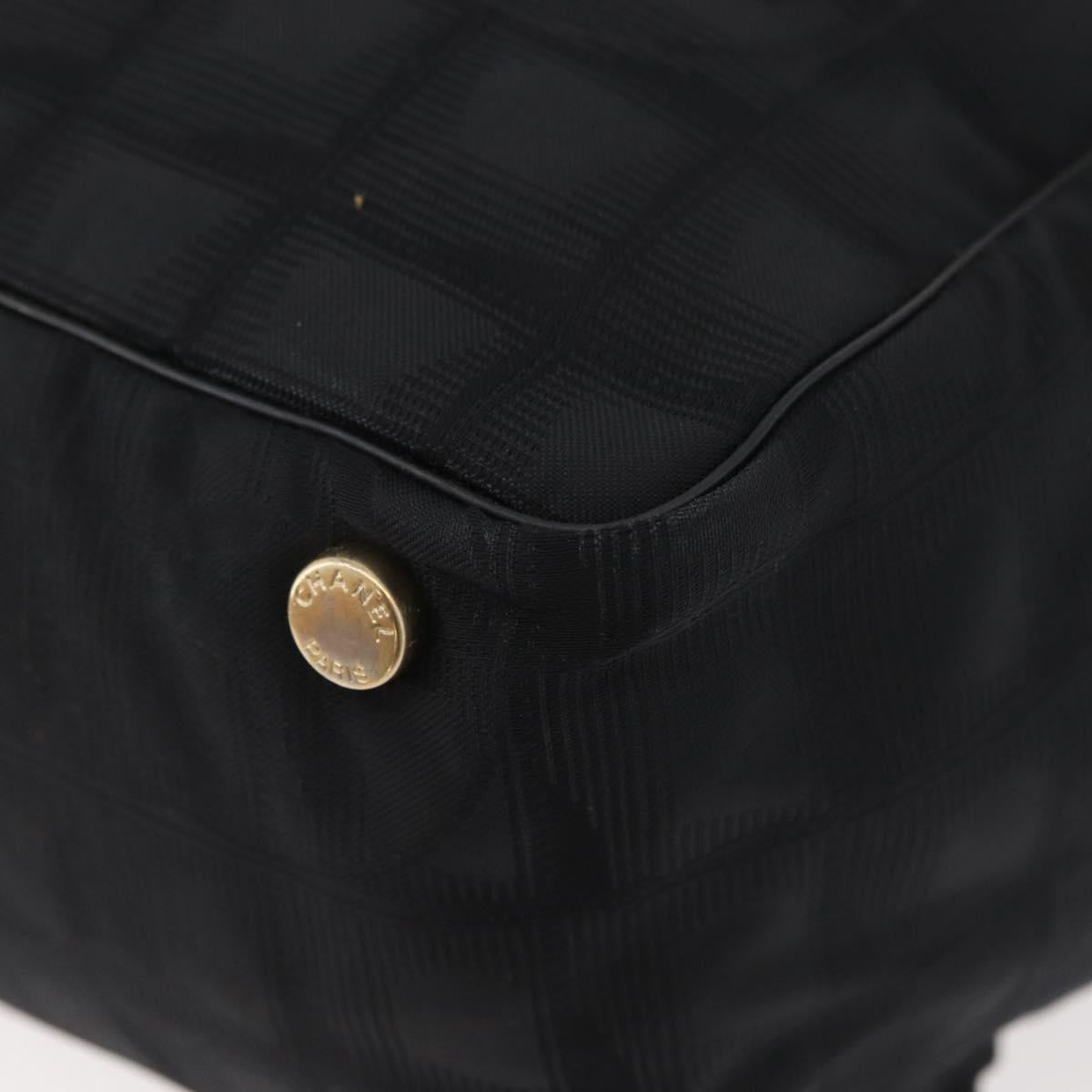 CHANEL New Travel Line Tote Bag Nylon Black Gold CC Auth BAZ019A
