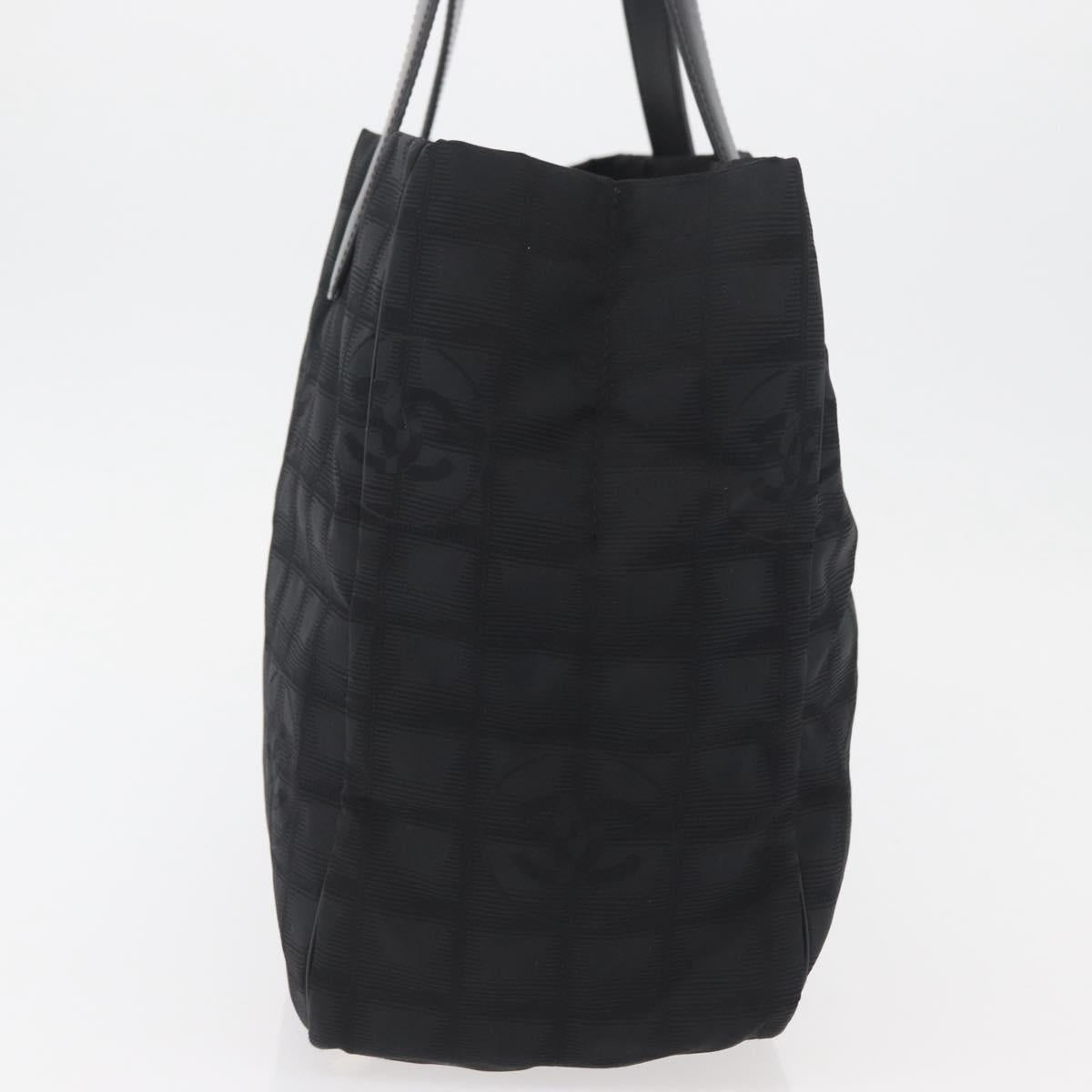 CHANEL New Travel Line Tote Bag Nylon Black Gold CC Auth BAZ019A