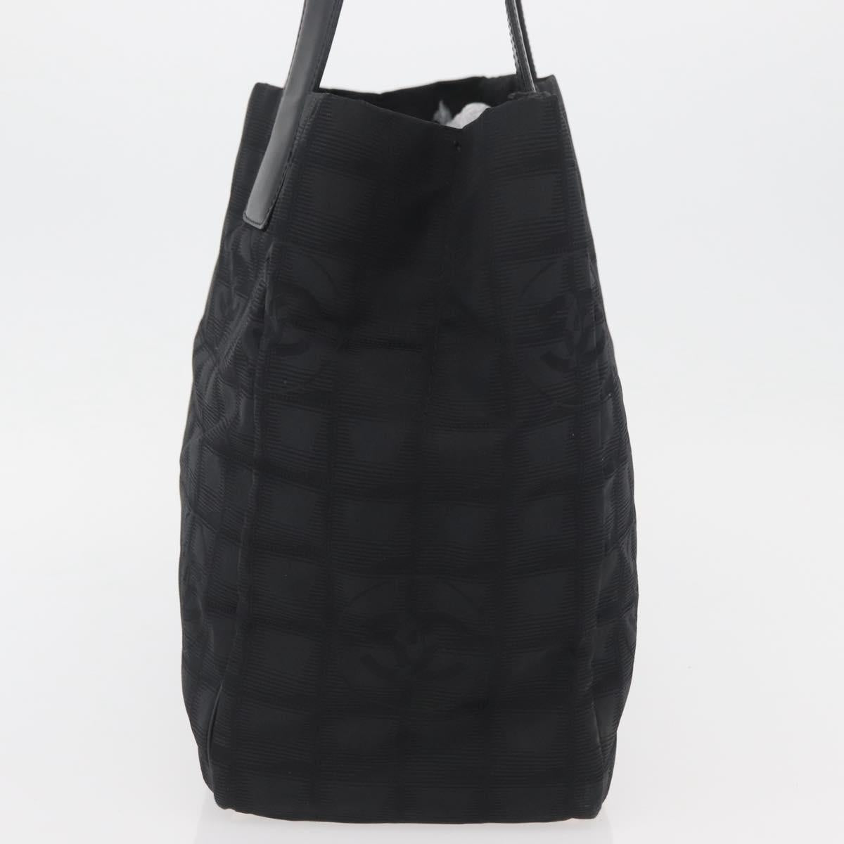 CHANEL New Travel Line Tote Bag Nylon Black Gold CC Auth BAZ019A
