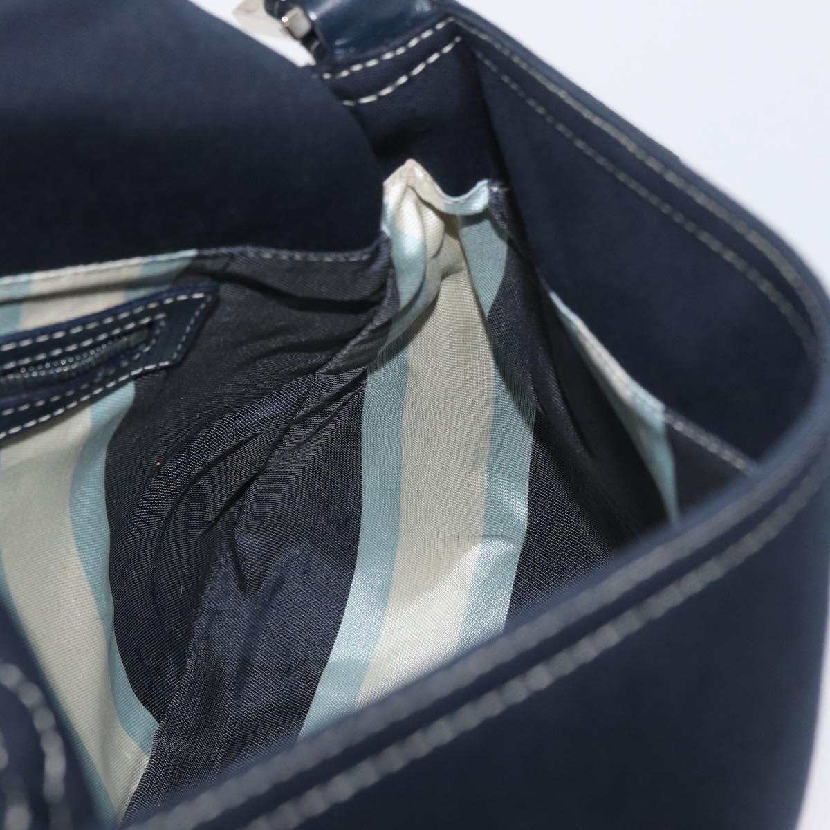 FENDI Mamma Baguette Hand Bag Canvas Navy Silver Auth BAZ024