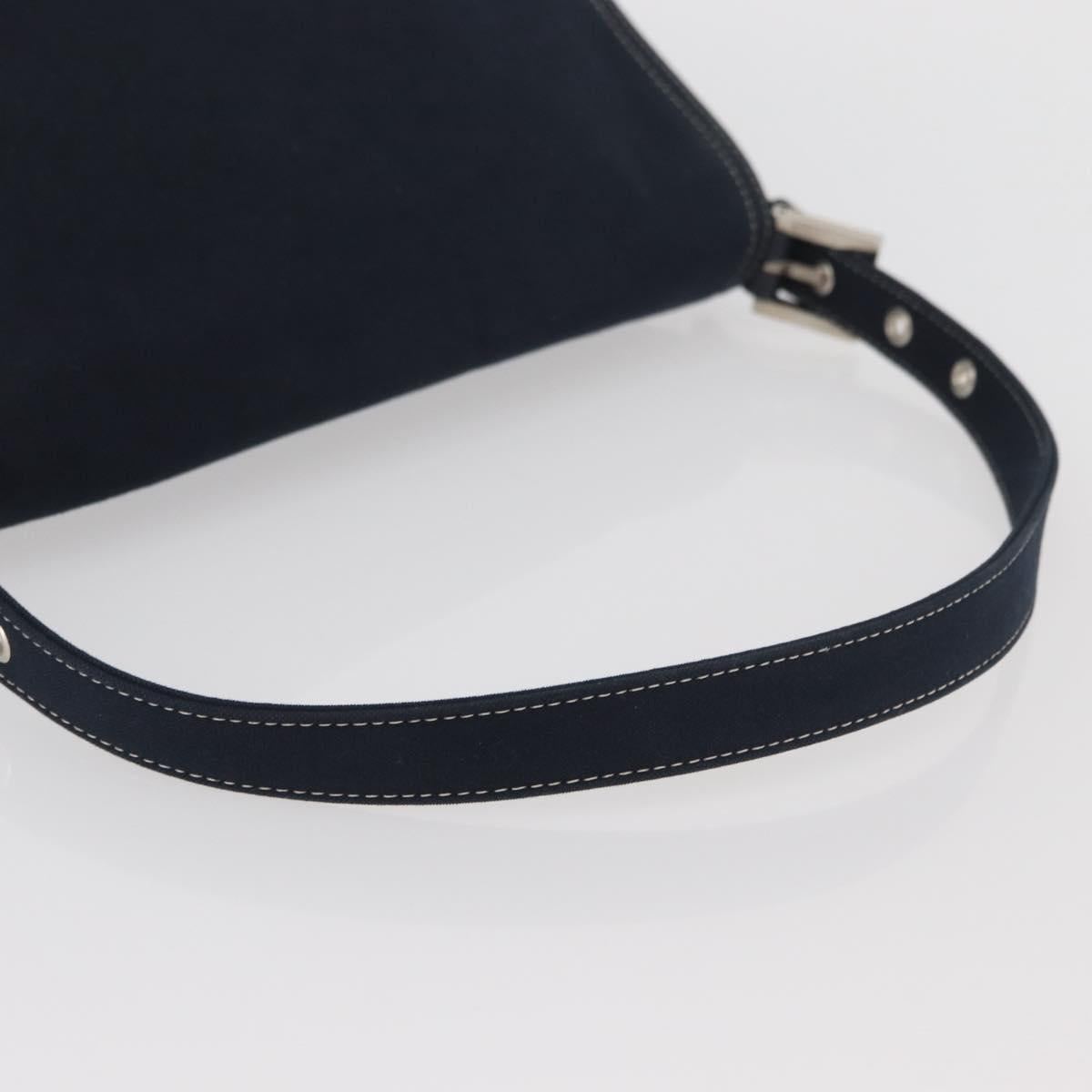 FENDI Mamma Baguette Hand Bag Canvas Navy Silver Auth BAZ024