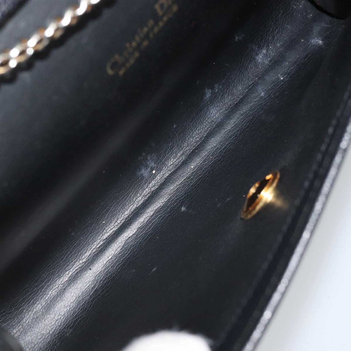 Christian Dior Chain Shoulder Bag Leather Gold Black Auth BAZ035A
