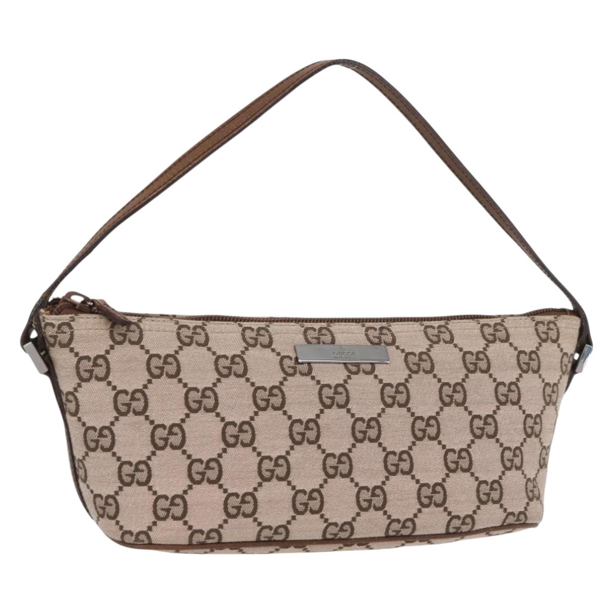 GUCCI GG Canvas Accessory Pouch Pink Silver 039 1103 Auth BAZ041A