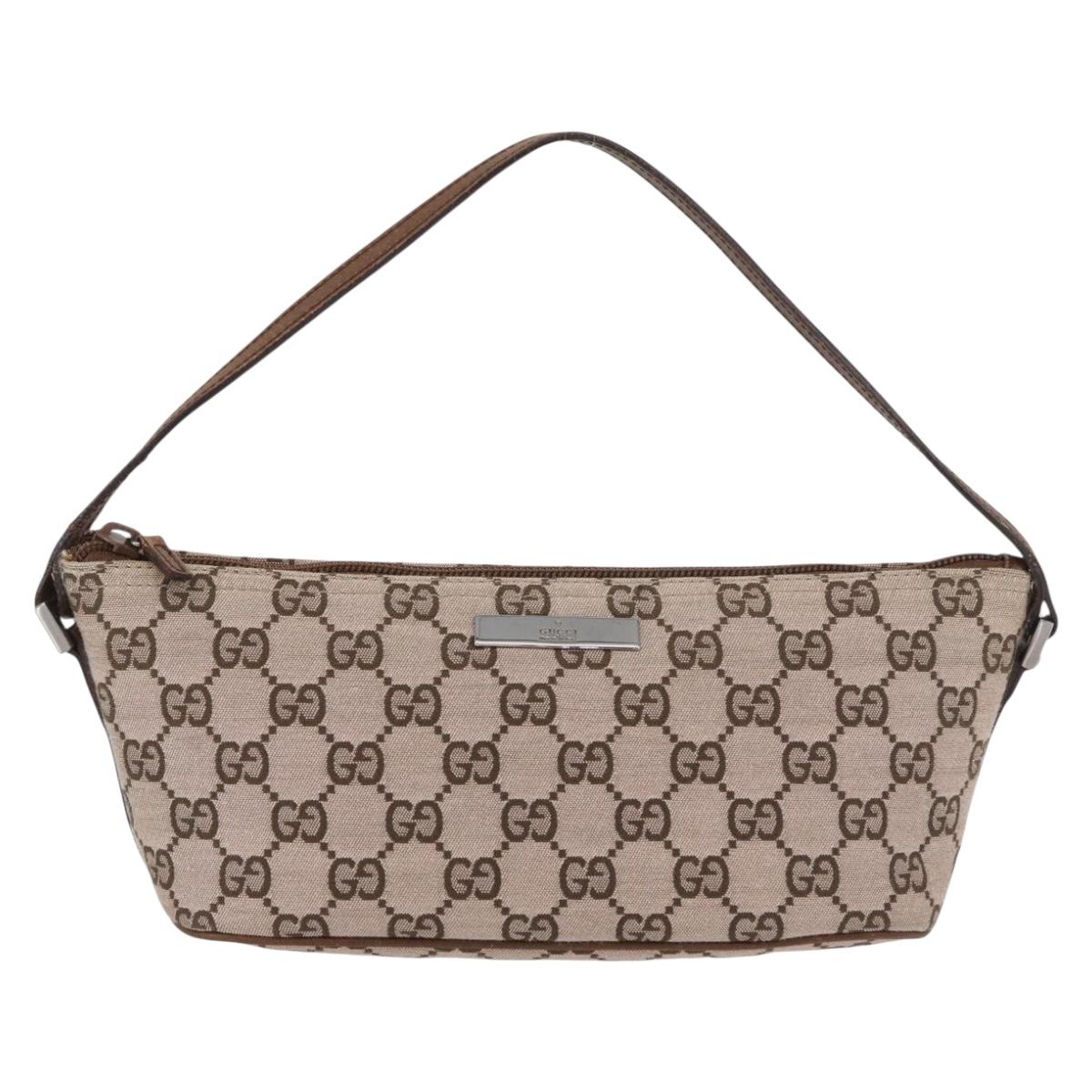 GUCCI GG Canvas Accessory Pouch Pink Silver 039 1103 Auth BAZ041A