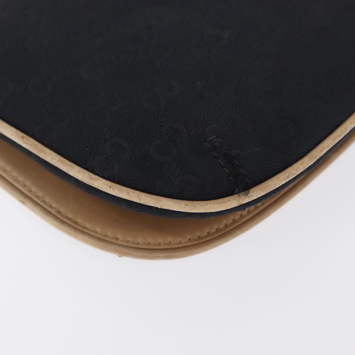GUCCI GG Canvas Shoulder Bag Black Gold Auth BAZ042