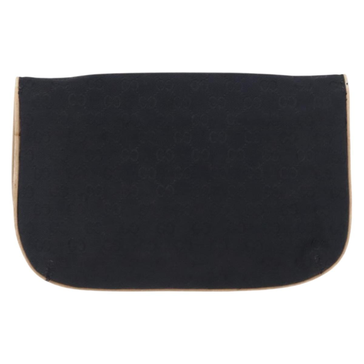 GUCCI GG Canvas Shoulder Bag Black Gold Auth BAZ042