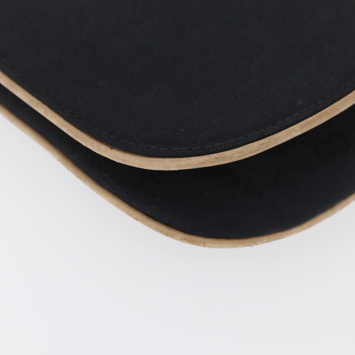 GUCCI GG Canvas Shoulder Bag Black Gold Auth BAZ042