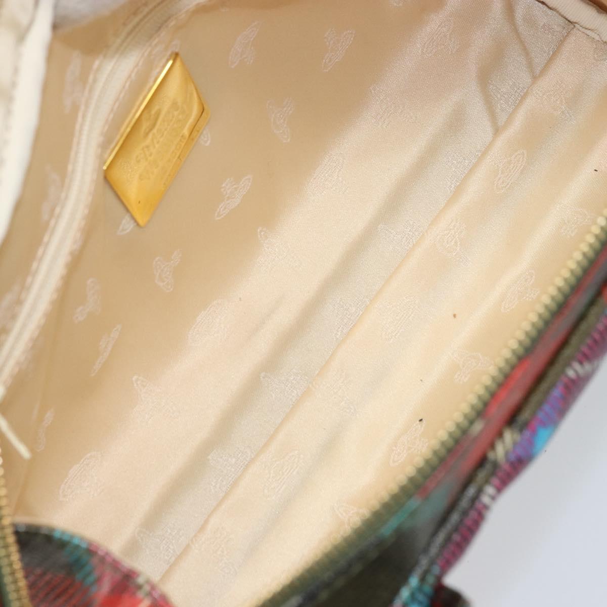 Vivienne Westwood Hand Bag PVC Canvas Red Gold Auth BAZ043A