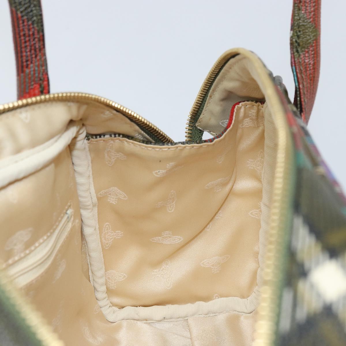 Vivienne Westwood Hand Bag PVC Canvas Red Gold Auth BAZ043A