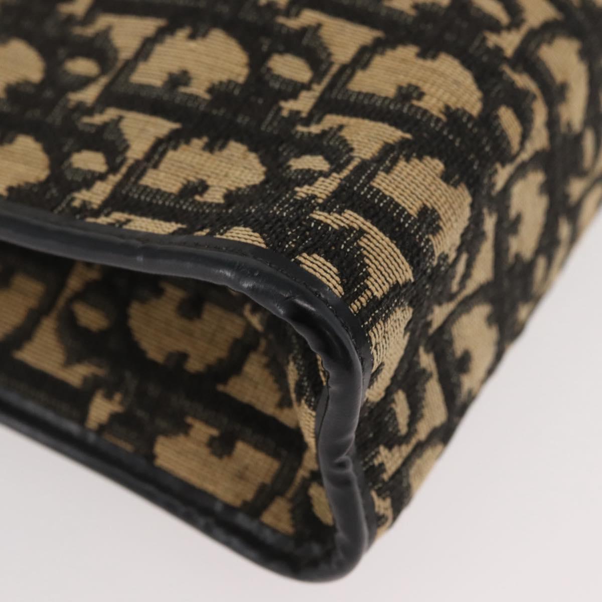 Christian Dior Trotter Canvas Shoulder Bag Navy Gold Auth BAZ047