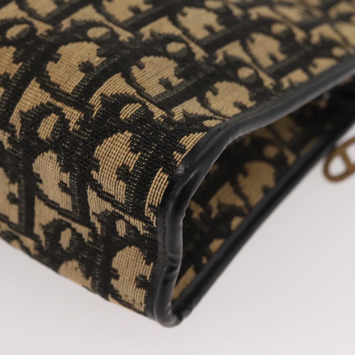 Christian Dior Trotter Canvas Shoulder Bag Navy Gold Auth BAZ047
