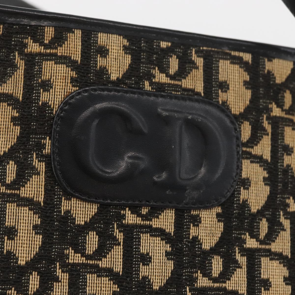 Christian Dior Trotter Canvas Shoulder Bag Navy Gold Auth BAZ047