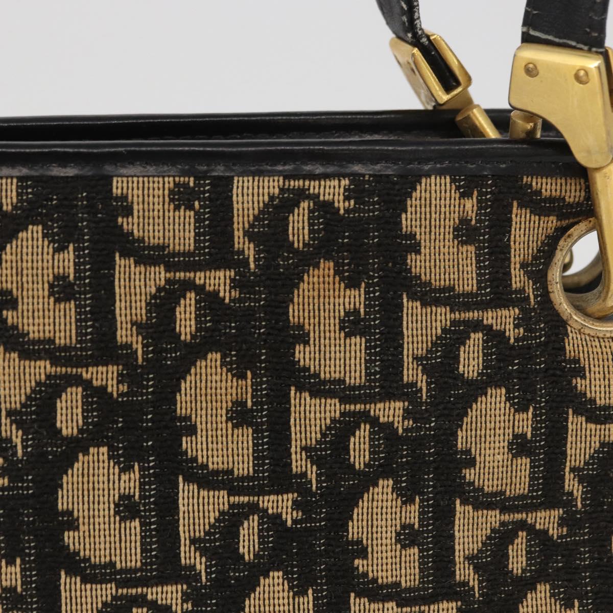 Christian Dior Trotter Canvas Shoulder Bag Navy Gold Auth BAZ047