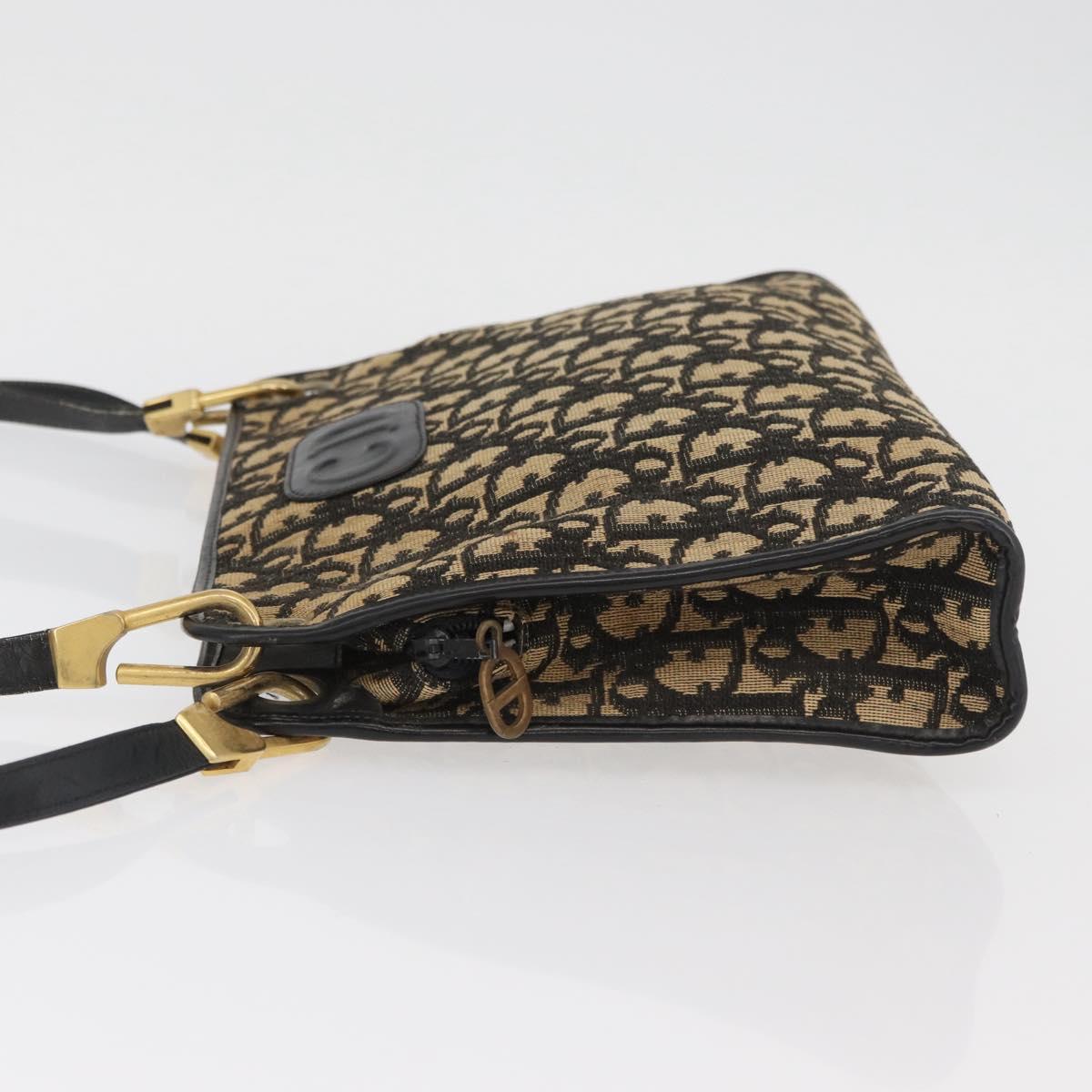 Christian Dior Trotter Canvas Shoulder Bag Navy Gold Auth BAZ047