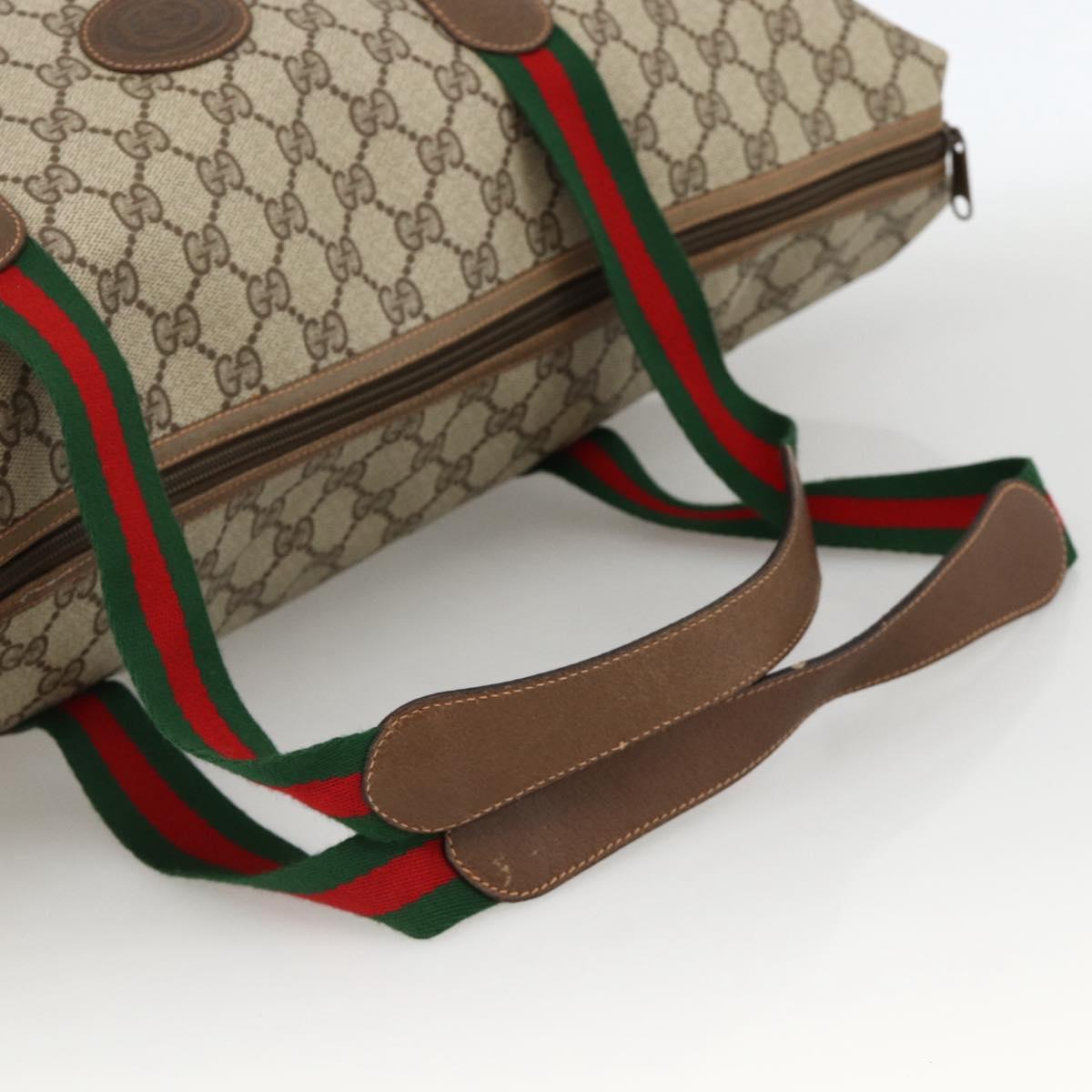 GUCCI GG Supreme Web Sherry Line Boston Bag PVC Beige Gold 89 19 012 Auth BAZ049