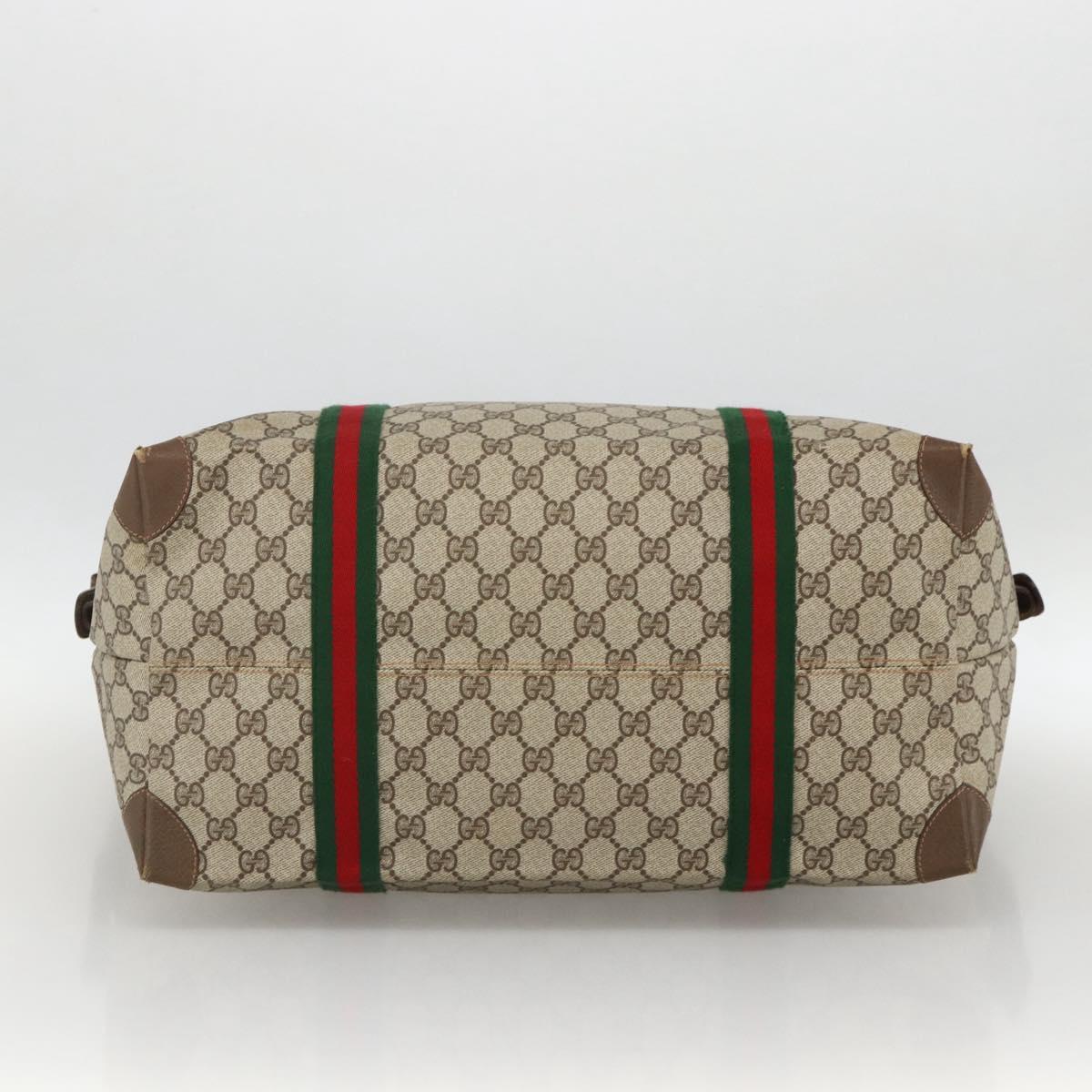 GUCCI GG Supreme Web Sherry Line Boston Bag PVC Beige Gold 89 19 012 Auth BAZ049