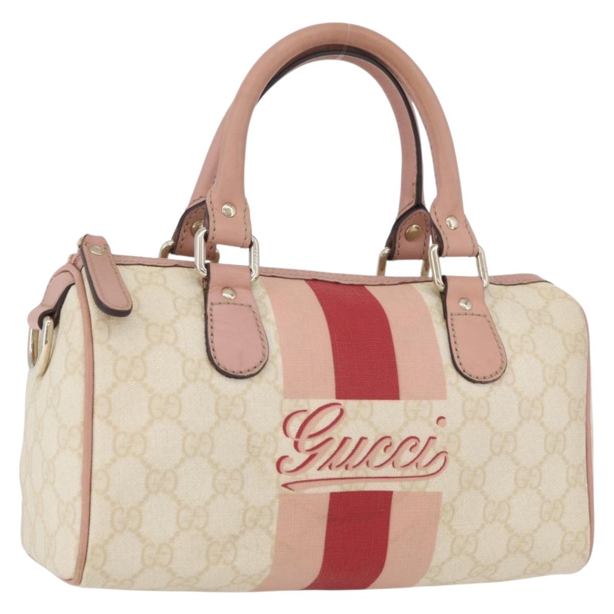 GUCCI GG Supreme Sherry Line Hand Bag PVC Ivory Gold 190257 Auth BAZ055A