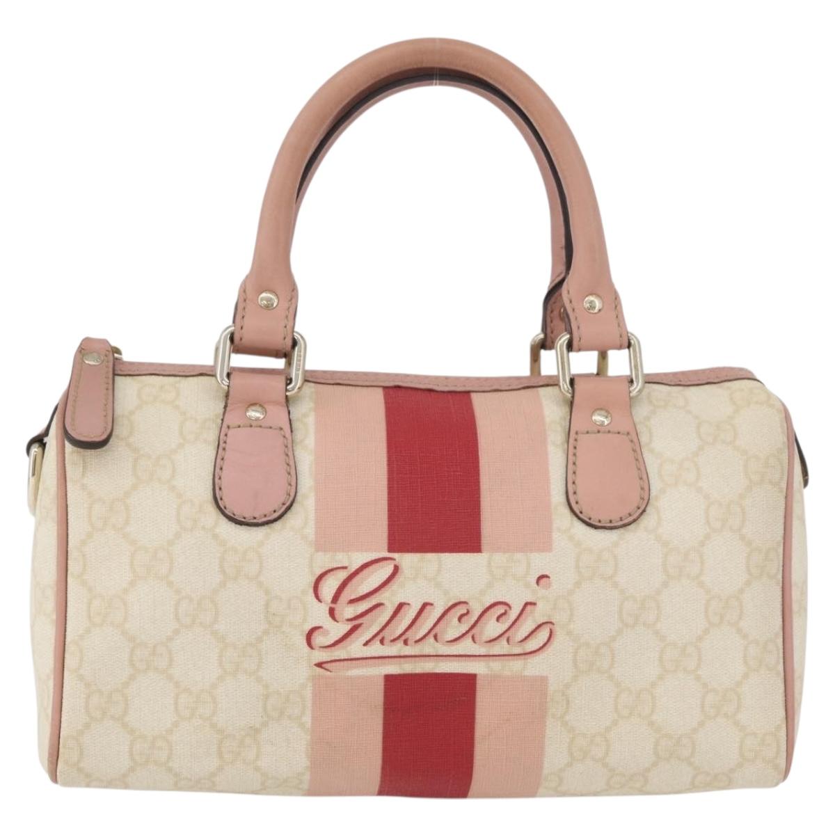 GUCCI GG Supreme Sherry Line Hand Bag PVC Ivory Gold 190257 Auth BAZ055A