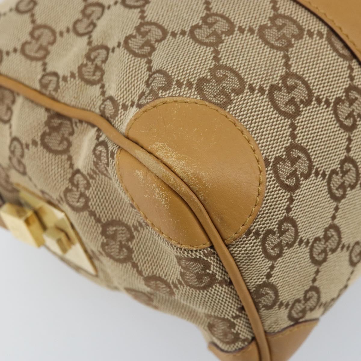 GUCCI GG Canvas Sherry Line Hand Bag Beige Gold 000 0851 Auth BAZ057