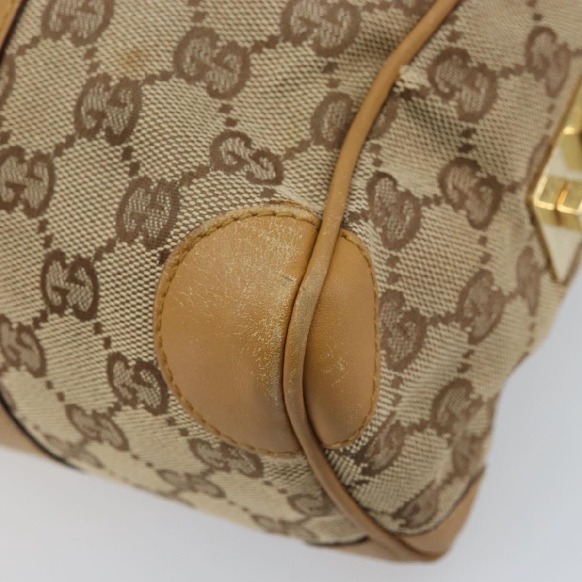 GUCCI GG Canvas Sherry Line Hand Bag Beige Gold 000 0851 Auth BAZ057
