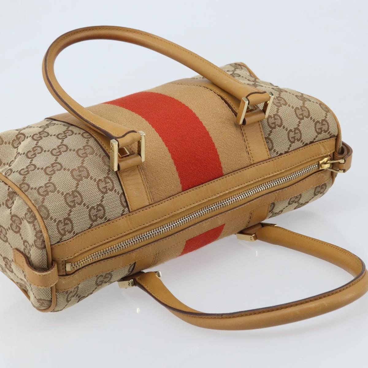 GUCCI GG Canvas Sherry Line Hand Bag Beige Gold 000 0851 Auth BAZ057