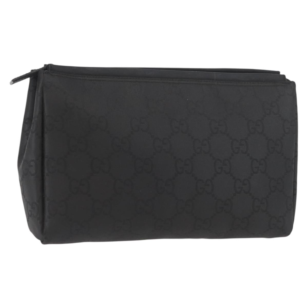 GUCCI GG Canvas Clutch Bag Nylon Black Silver 014 1126 Auth BAZ058A