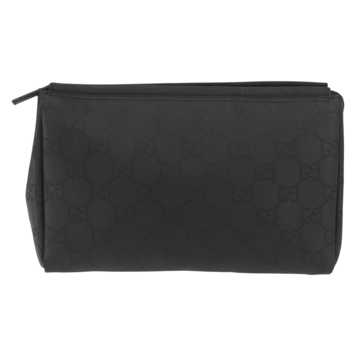 GUCCI GG Canvas Clutch Bag Nylon Black Silver 014 1126 Auth BAZ058A