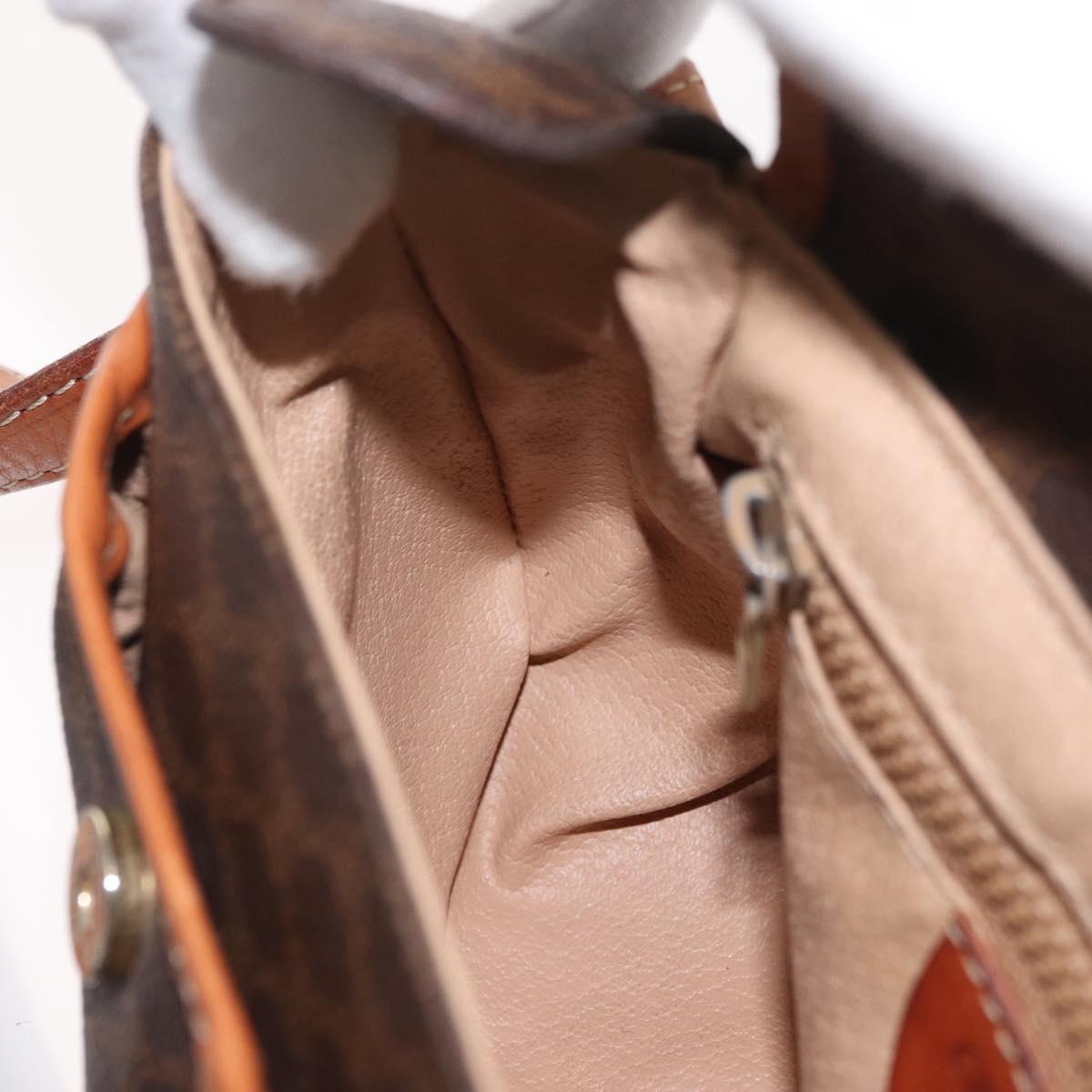 CELINE Macadam Canvas Shoulder Bag PVC Leather Brown Gold Auth BAZ059A