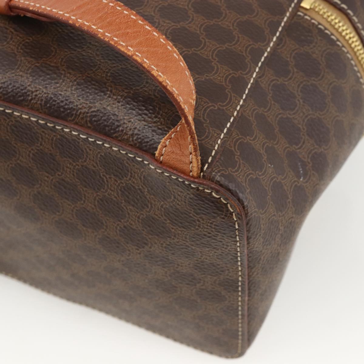 CELINE Macadam Canvas Backpack PVC Leather Brown Gold Auth BAZ067A