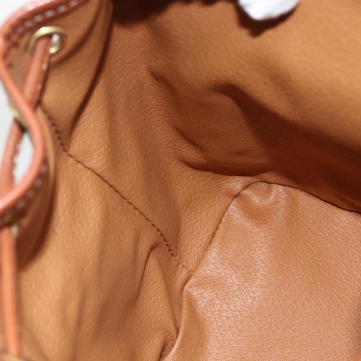 CELINE Macadam Canvas Backpack PVC Leather Brown Gold Auth BAZ067A
