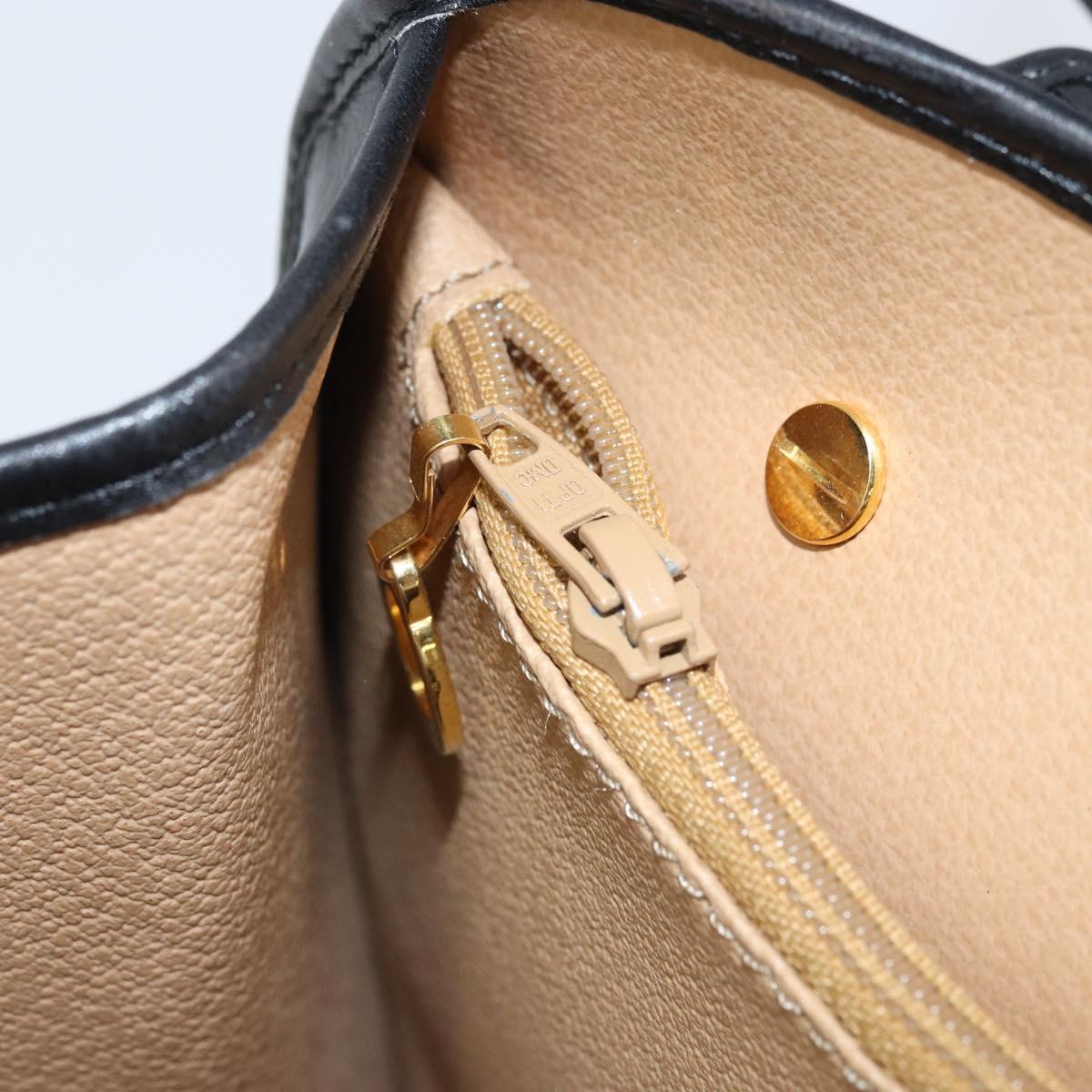 Christian Dior Trotter Canvas Shoulder Bag PVC Black Gold Auth BAZ068A