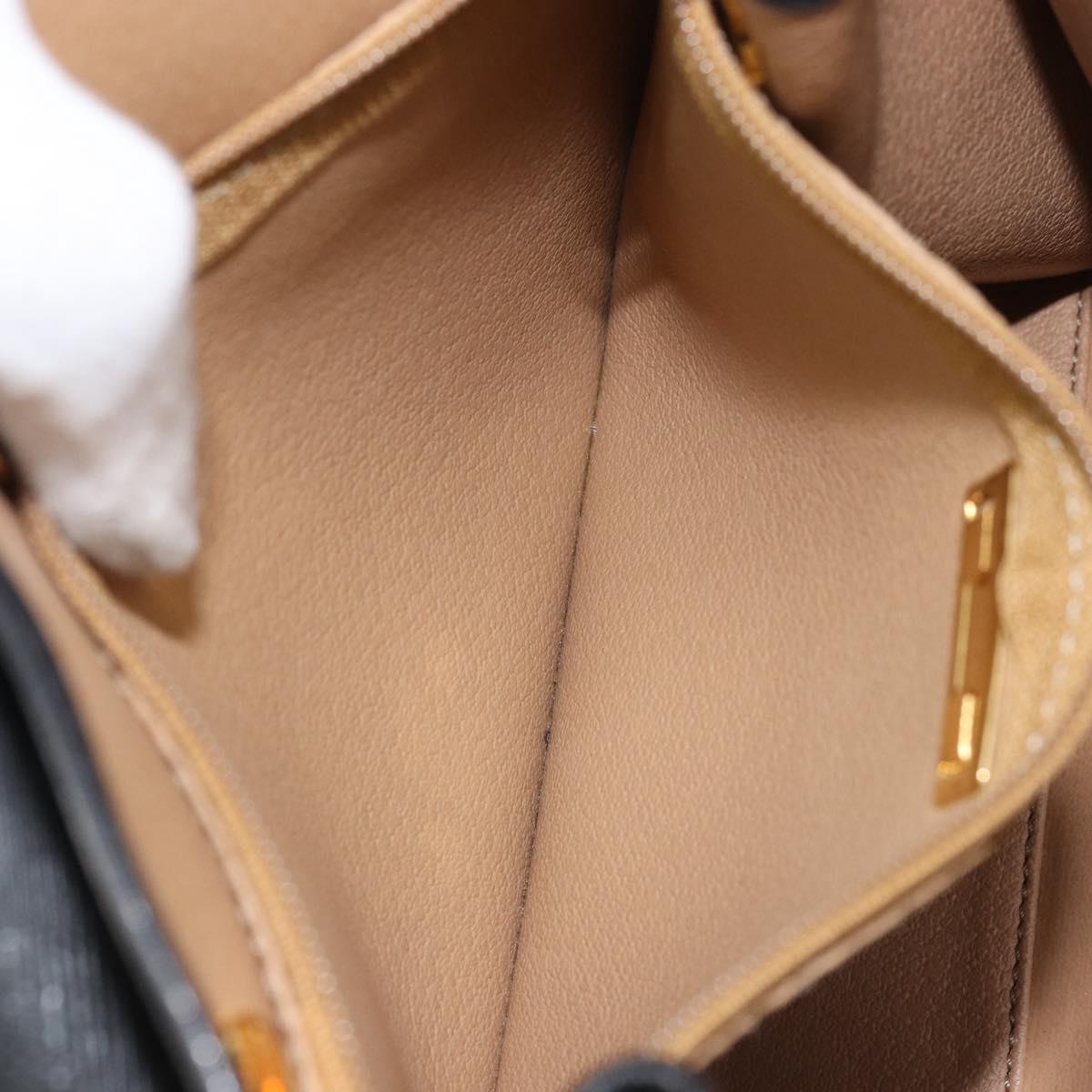 Christian Dior Trotter Canvas Shoulder Bag PVC Black Gold Auth BAZ068A