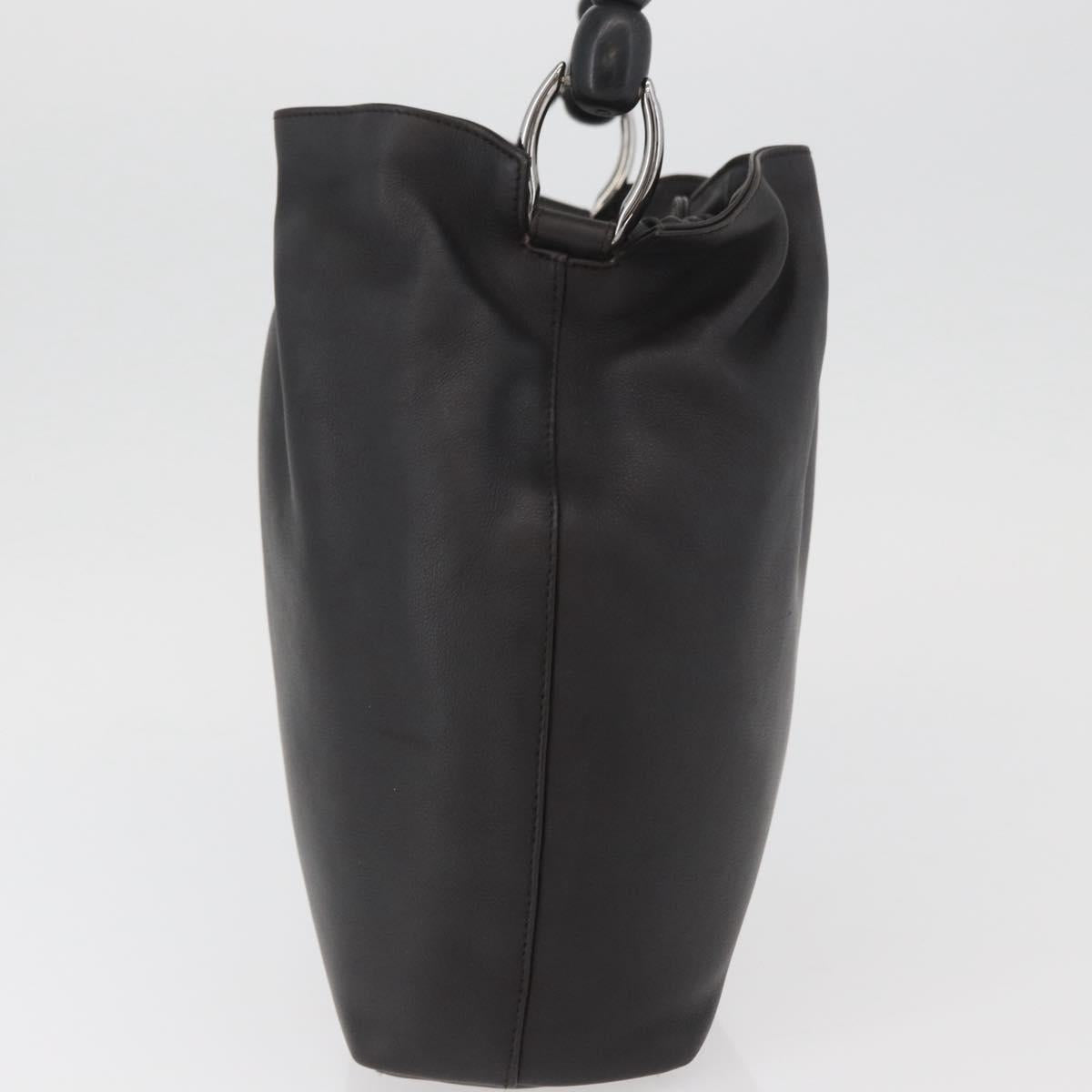 Christian Dior Maris Pearl Hand Bag Leather Dark Brown Auth BAZ076A