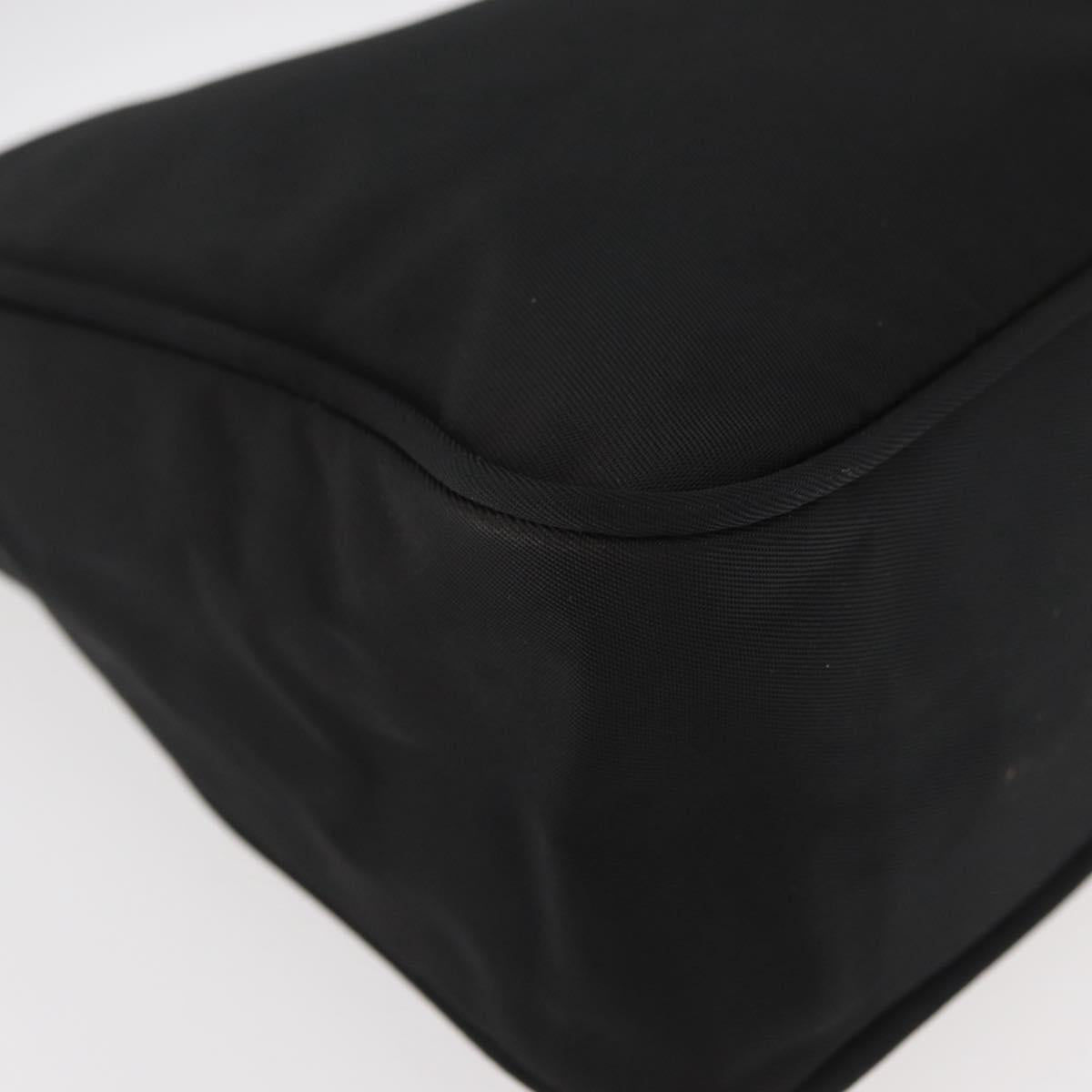 PRADA Hand Pouch Nylon Black Silver Auth BAZ078A