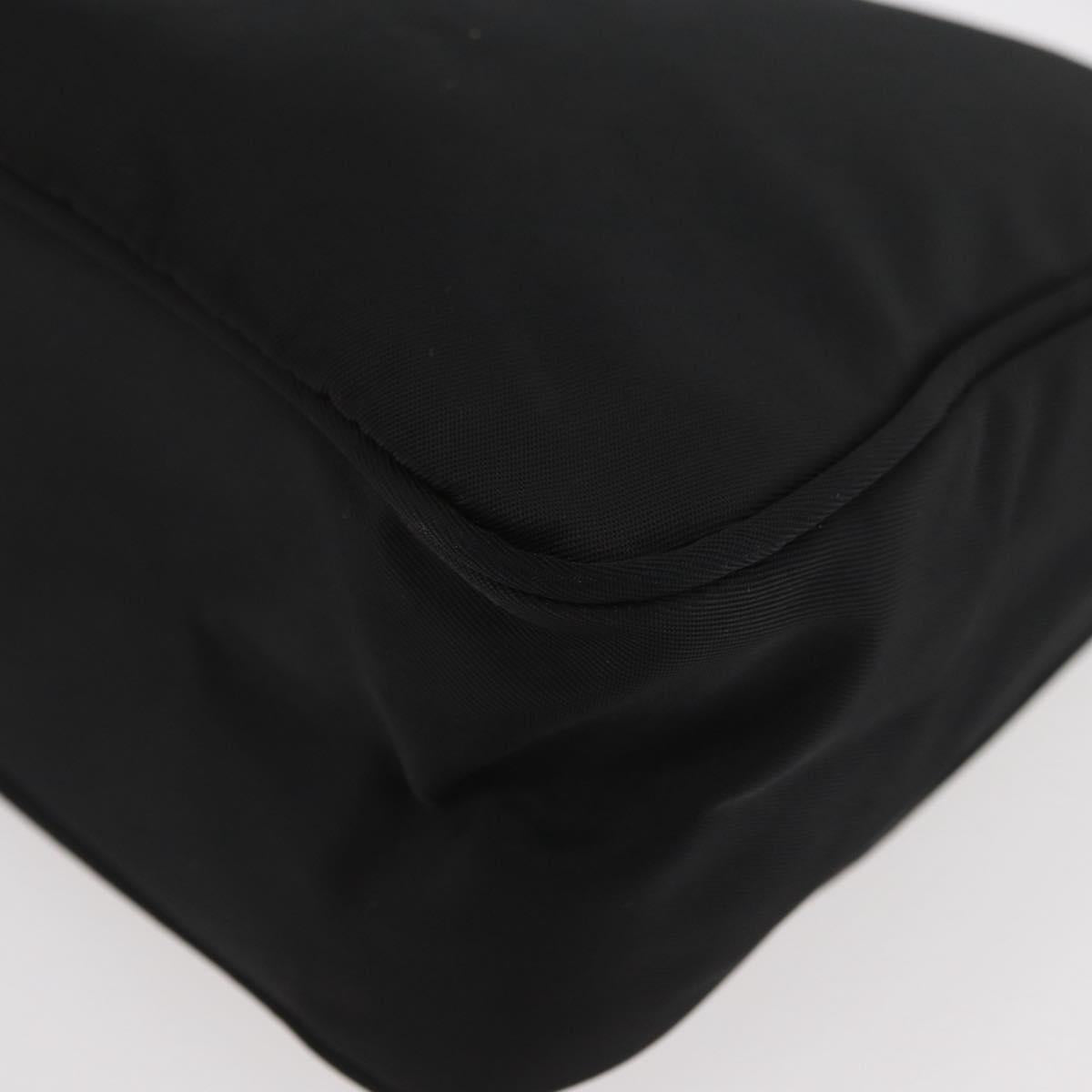 PRADA Hand Pouch Nylon Black Silver Auth BAZ078A