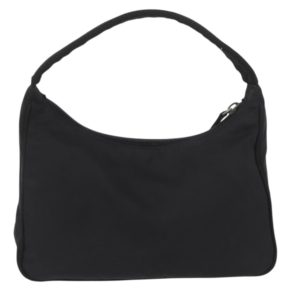 PRADA Hand Pouch Nylon Black Silver Auth BAZ078A