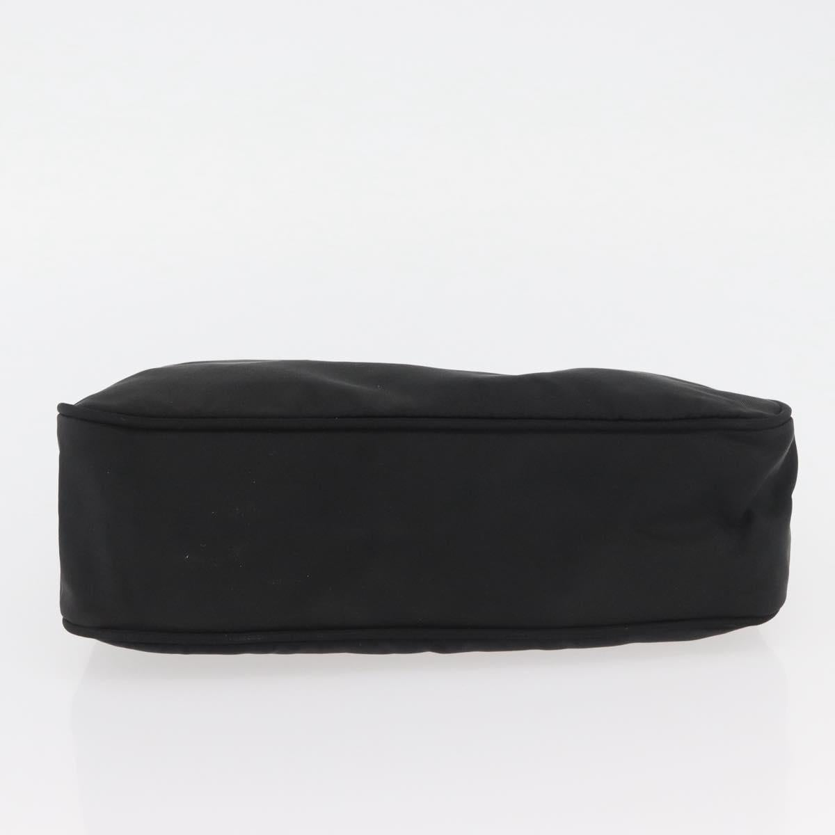 PRADA Hand Pouch Nylon Black Silver Auth BAZ078A