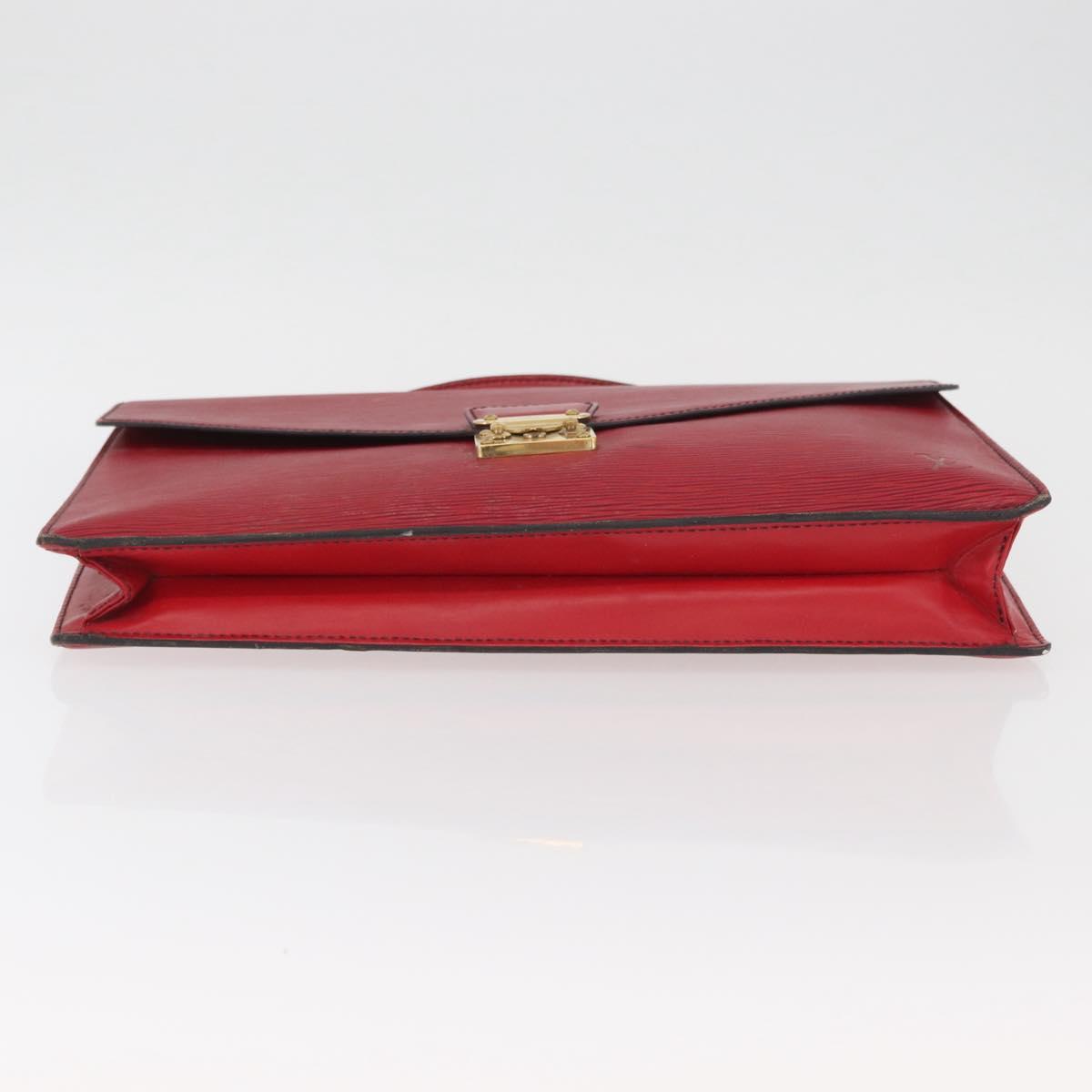 LOUIS VUITTON Epi Porte Documents Bandouliere Briefcase Red LV Auth BAZ082